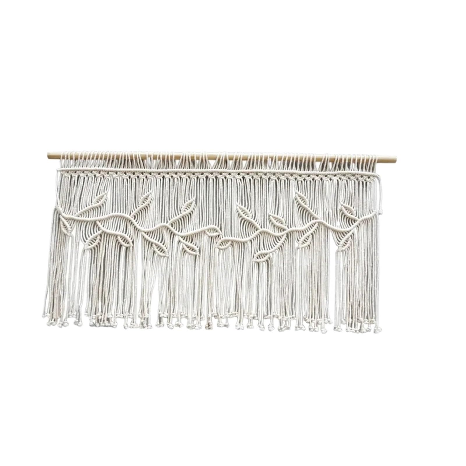 GOXQIT 1 Pcs Woven Cotton Macrame Short Curtains For Kitchen Tapestry Tassel Valance Tier Handmade Doorway Hanging For Home