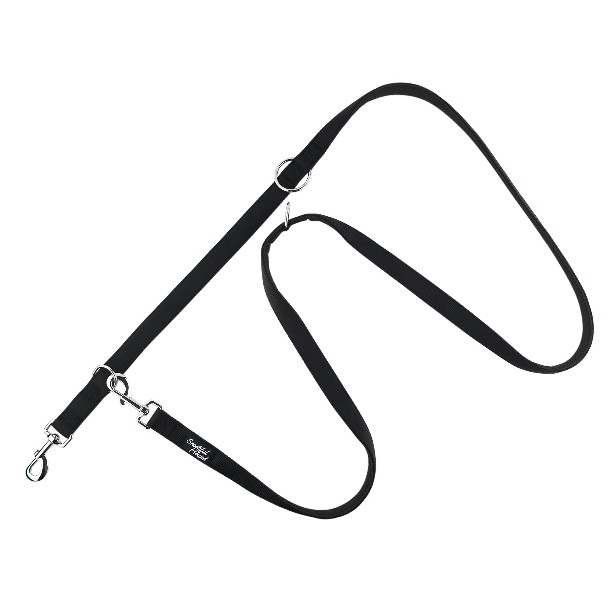 Snootiful Hound Double Ended Dog Lead - Ideal Training Lead - Comfort Mesh Padding - Double Clip Leash - 220cm x 2.5cm (Black) - Image 3