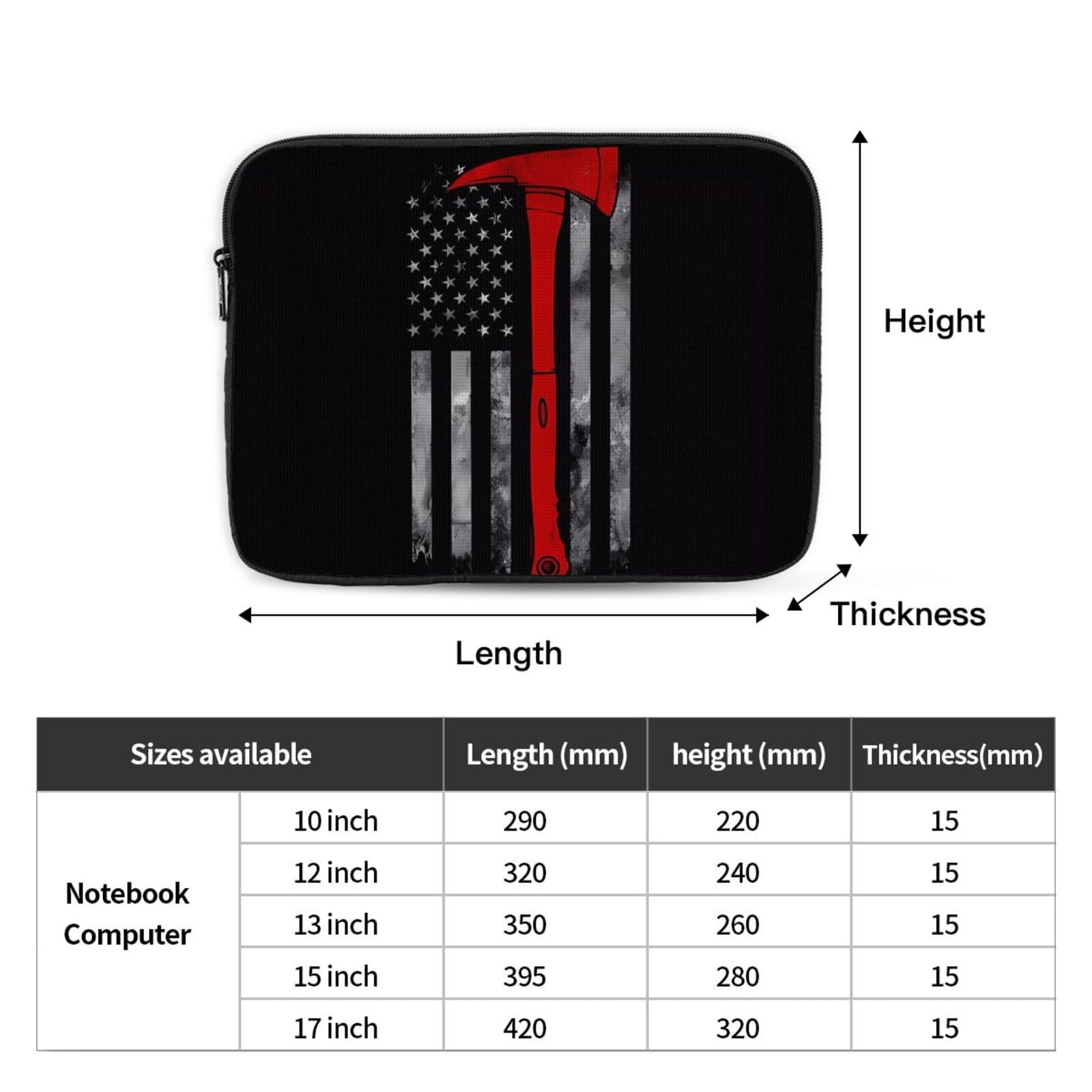 Firefighter Axe Red Line Flag - Funda Para Gafas Para Hombre Y Mujer, Softshell, Clásica, Ligera, De Neopreno Con Cremallera, Accesorios De Viaje, Negro, Talla única