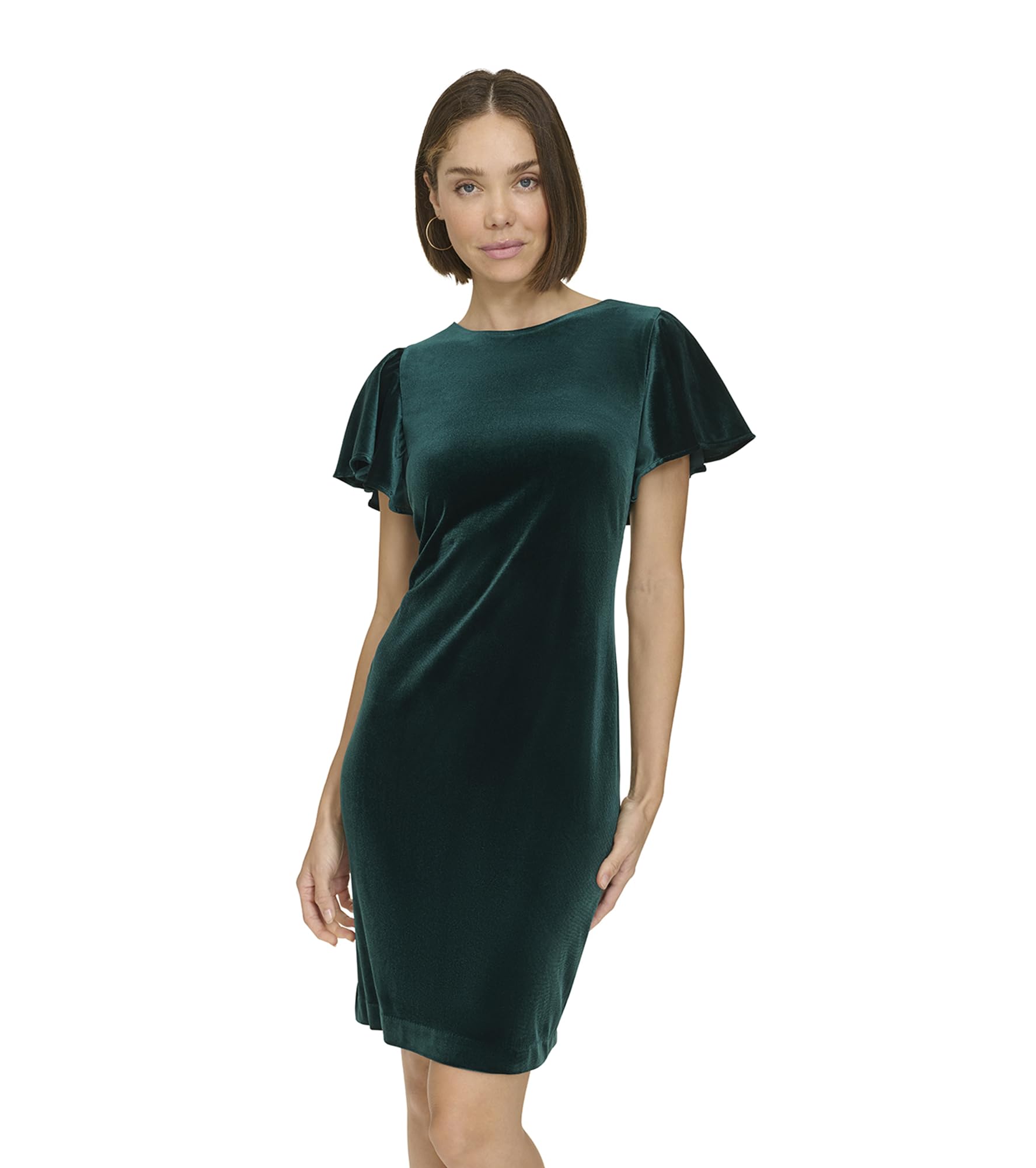Tommy Hilfiger Womens Flutter Sleeve High Neck Sheath Mini Dress