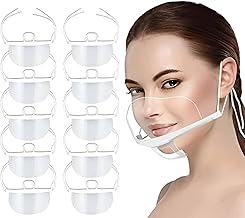 Face Shield Transparent Anti Fog - Spray Saliva Chef Spit Mouth Shield Food Protective Mouth Cover Plastic Face Shield for Hotel Kitchen Restaurant | (10 Pcs)