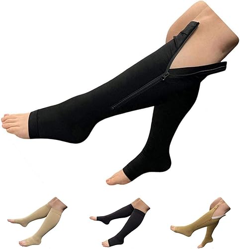 HealthyNees - Calcetines de compresión para pantorrilla 20 30 mmHg con cremallera LXL