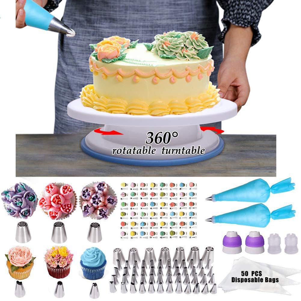 288-częściowy zestaw tort obrotowy zestaw ciasto dekorowanie usta nieprzywierająca forma do ciasta zestaw do pieczenia akcesoria do pieczenia obrotowy dekoracja tortu stół obrotowy z antypoślizgową podstawą