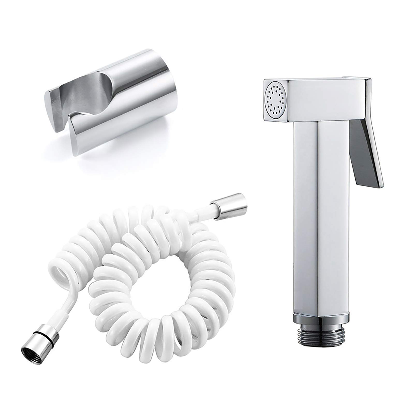 Tragbares Bidet-Sprühgerät for die Toilette, verchromtes tragbares Stoffwindel-Sprühset Messing-Badezimmer-Bidet-Sprühgerät mit Halterung for die persönliche Hygiene, Baden von Haustieren, PVC-Schlauc