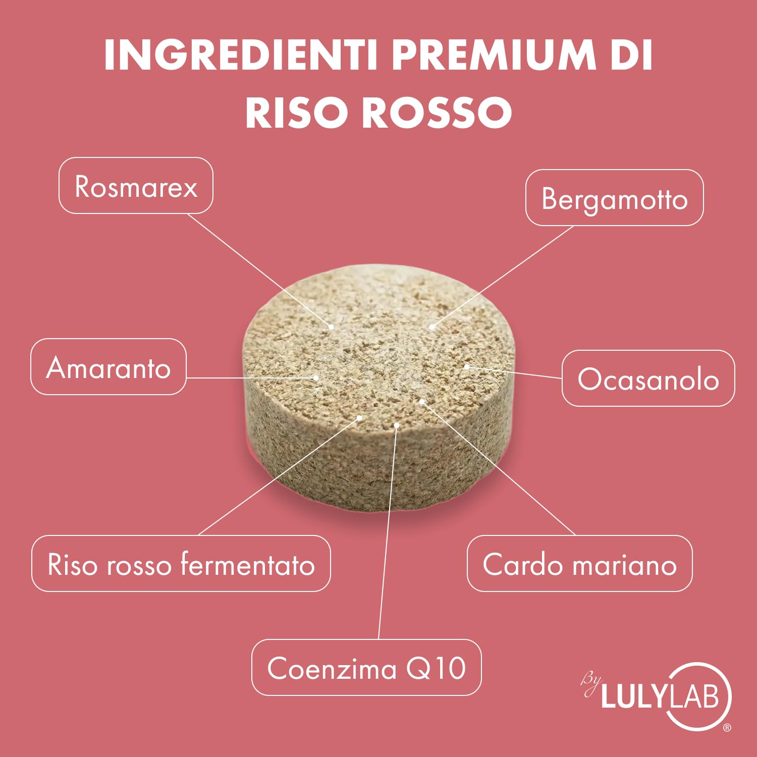 Riso Rosso Fermentato 90 Compresse, Integratore per il Benessere Cardiovascolare e Colesterolo con Coenzima Q10, Monacoline 2,5 Mg e Policosanoli, Equilibrio Lipidico