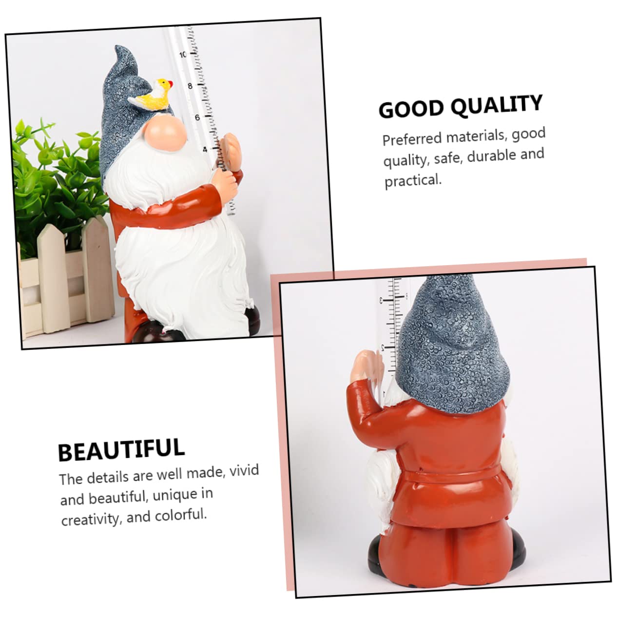 Yardwe 2 STK Regenmesser Gartenstatuen für draußen Leistung Grenze Laternen gartenskulptur Gartenarbeit die wetterstation Terrasse messbecher Niederschlagsmesser Kunstharz Colorful
