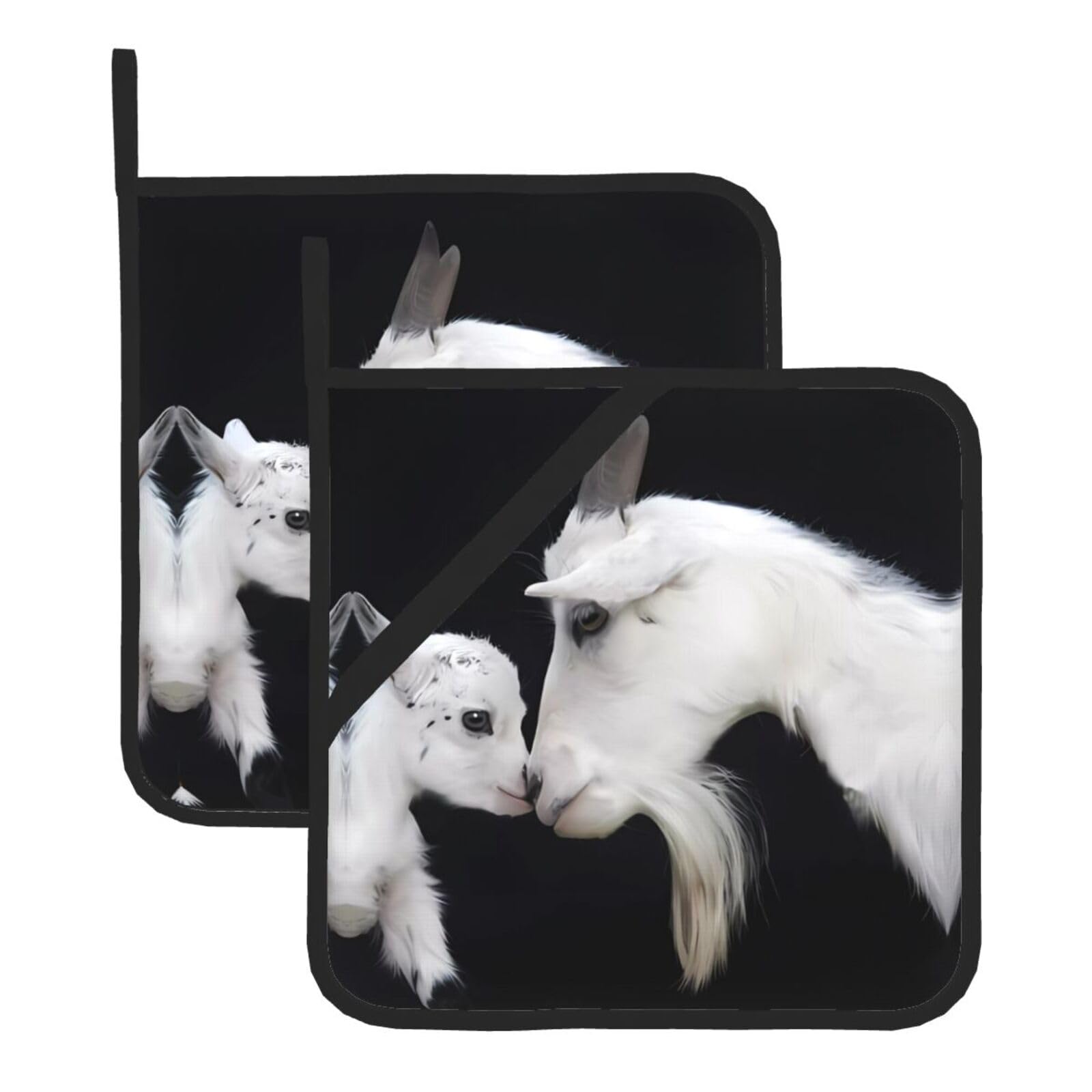 WHJSSF cute sheep with mother Prints Square Pot Holders - Heat Resistant Kitchen Trivets 2-Pack - Waterproof Covers for Hot Dishes, Oven & Grill with Hanging Loop