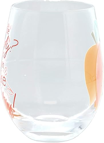 Miniatura 4 de Pavilion Gift Company Why Be Moody When You Can Shake Your Booty Booty, copa de vino sin tallo con patrón de durazno, 18 onzas, naranja