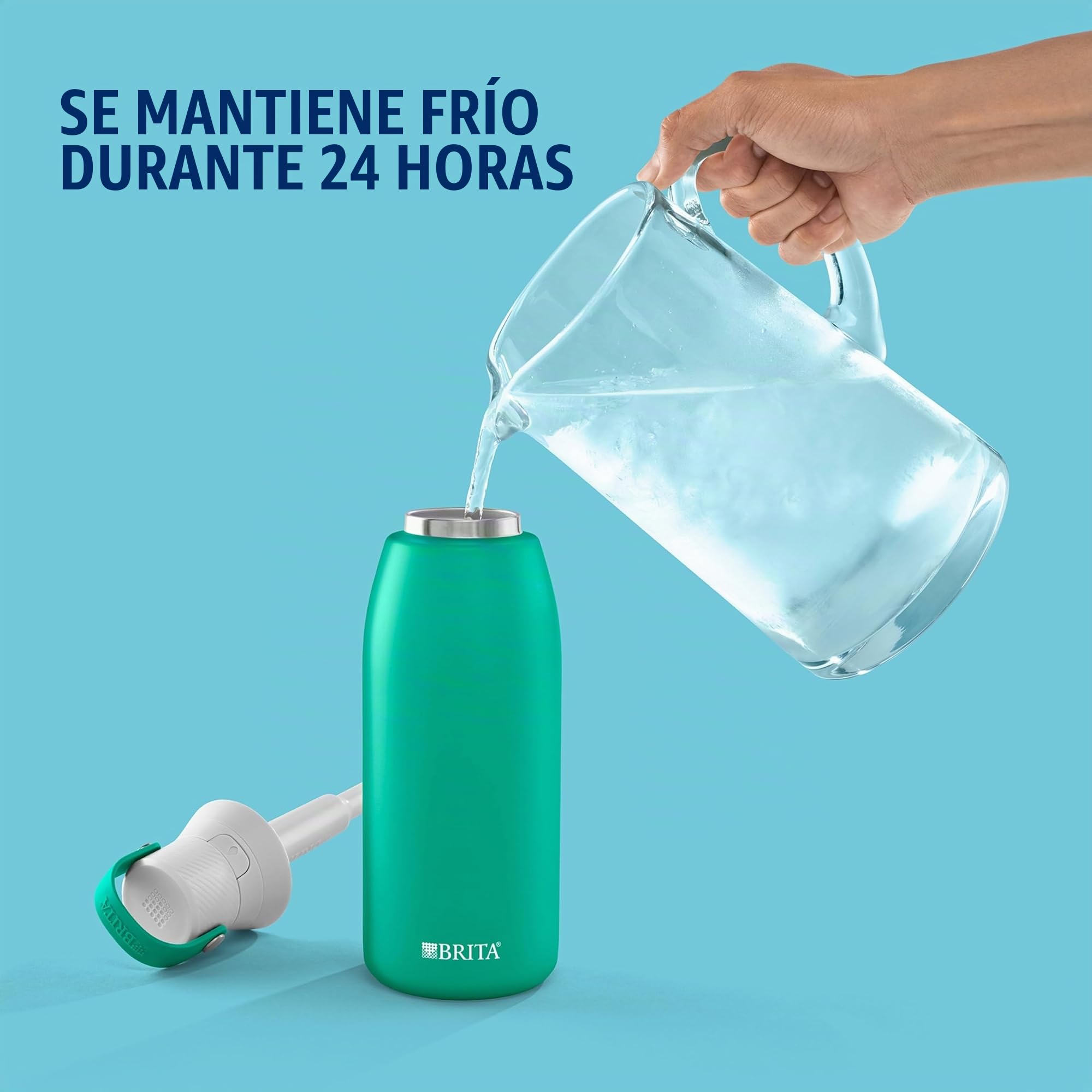 BRITA Botella de agua aislada de acero inoxidable con filtro, 32 onzas