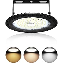LED High Bay Light 100W,3000K/4500K/6500K 3 Colors Adjustable LED Shop Light,Super Bright 10000LM Commercial Bay Lighting,IP65 Waterproof UFO LED High Bay Light for Garage Gym