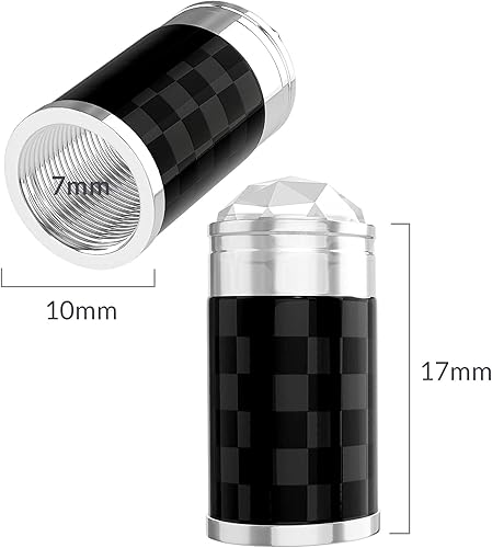 Miniatura 8 de Tapa de vástago de válvula negra de fibra de carbono con cristal de diamante, tapones de aire de presión de neumáticos para válvula Schrader,