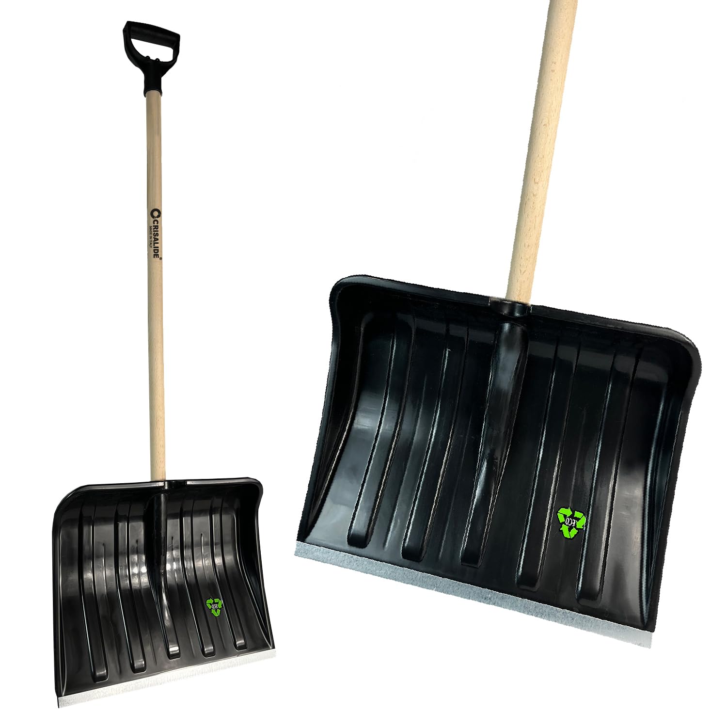Crisalide® - Baie super résistante professionnelle 32 x 40 cm, extrémités renforcées en aluminium anti-choc, poignée 80 cm, polyvalente pour usage agricole, jardinage et construction, pelle
