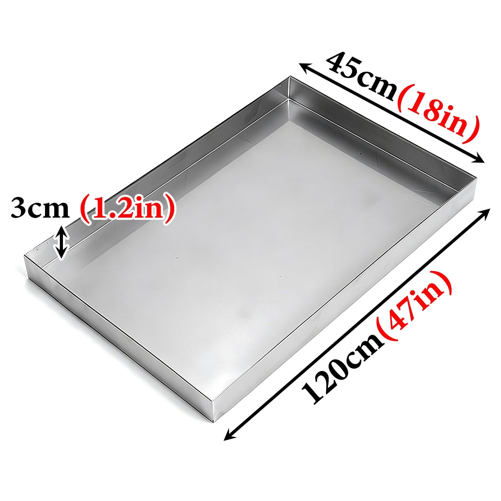 Bandeja de Goteo Aire Acondicionado Estanca de Acero Inoxidable 304 | Espesor de 0,8 mm, Bandeja Aire Acondicionado Portatil, Puede Recoger Agua de Condensación Herramientas(18x47x1.2in)