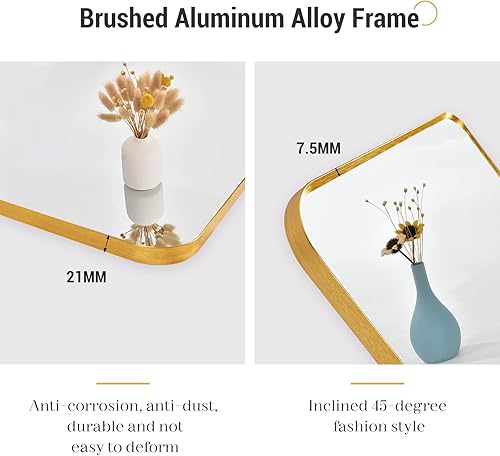 Miniatura 7 de ABSWHLM Espejo de longitud completa de 63 x 18 pulgadas, espejo de esquina redondeada con marco de aleación de aluminio para sala de estar,