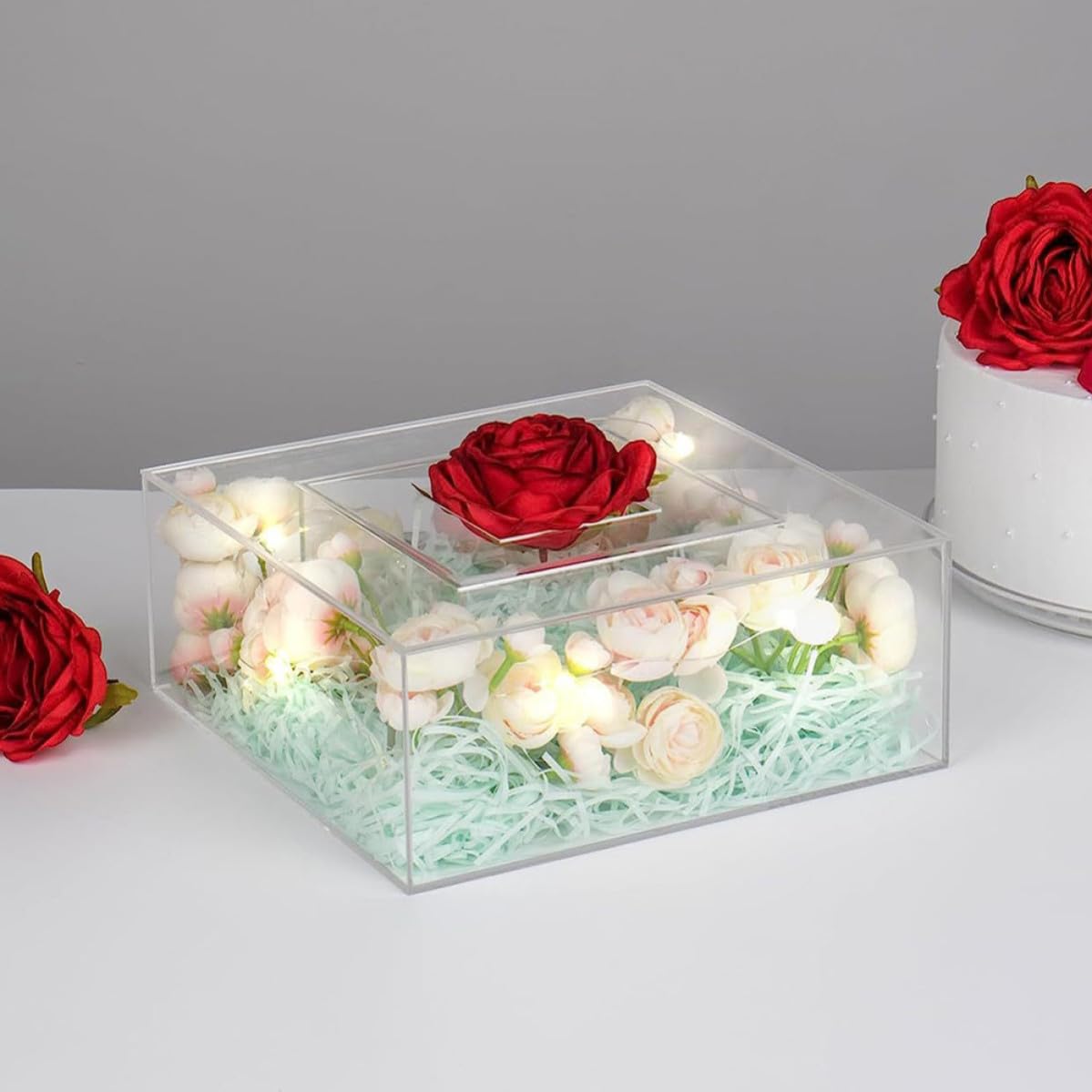 2 Stück Transparenter Acryl Kuchenständer Quadratisch mit Deckel