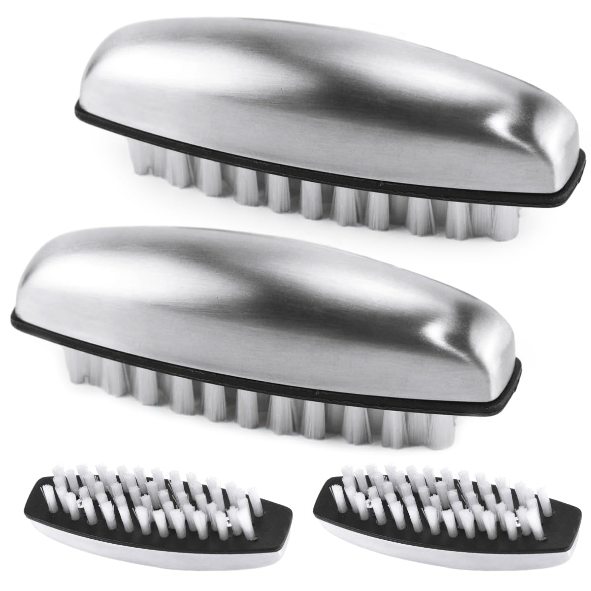 4 Pezzi Spazzolino per Unghie Mani Inox Kit, Spazzola per Unghie Mani Setole Dure Lavaggio,2 in 1 Spazzolina per Unghia, per Unghie dei Piedi, la Pulizia di Mani, Unghie