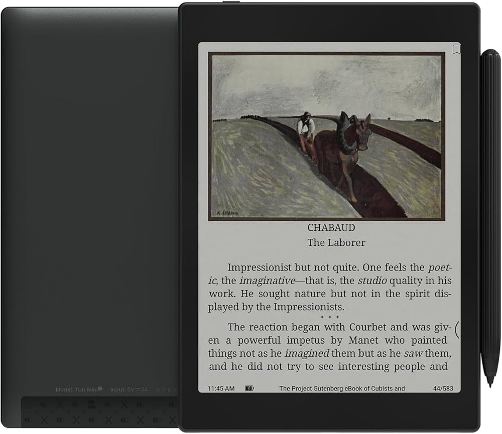 BOOX Tab Mini C,E-ink Tablet Tela ePaper Kaleido 3 Cores de 7,8