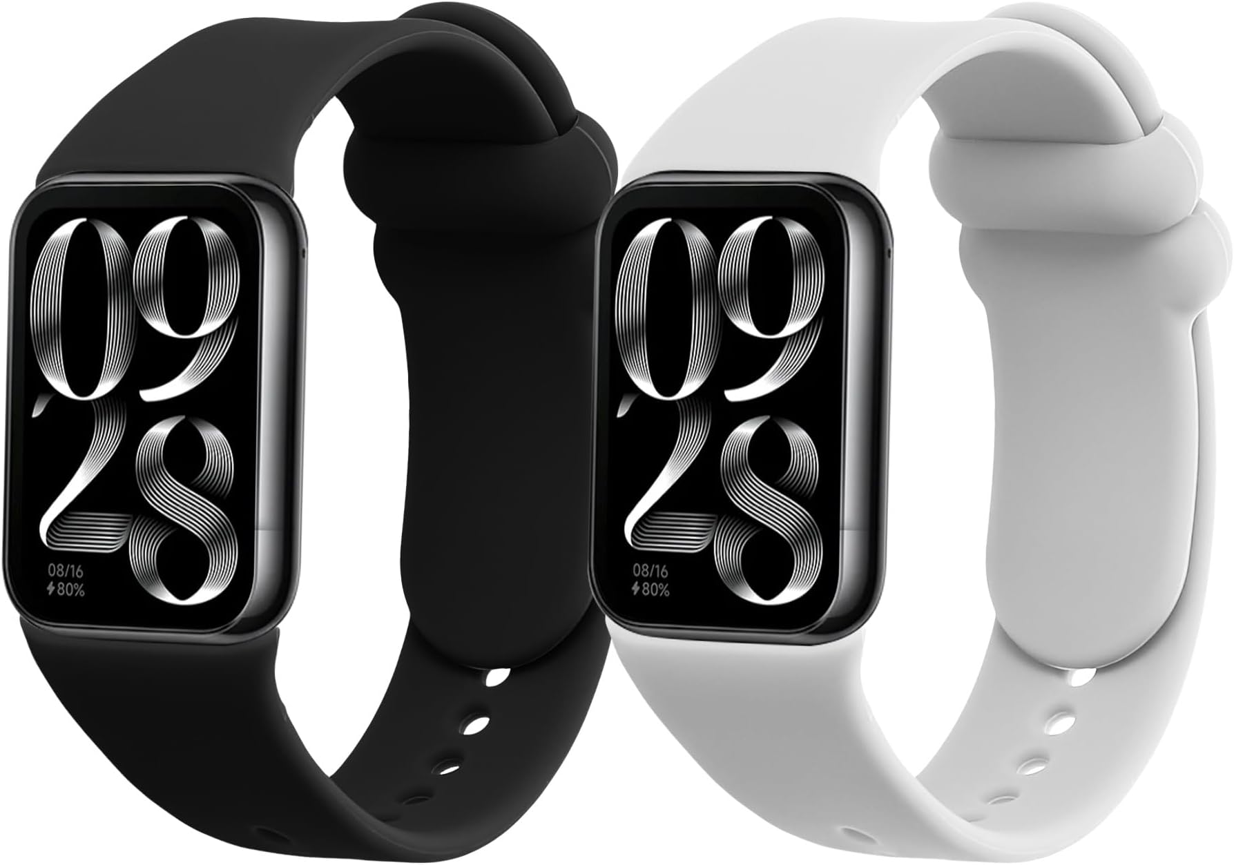 kwmobile Straps Compatible with Xiaomi Mi Band 8 Pro Straps - 2x Replacement Silicone Watch Bands - Black/Grey