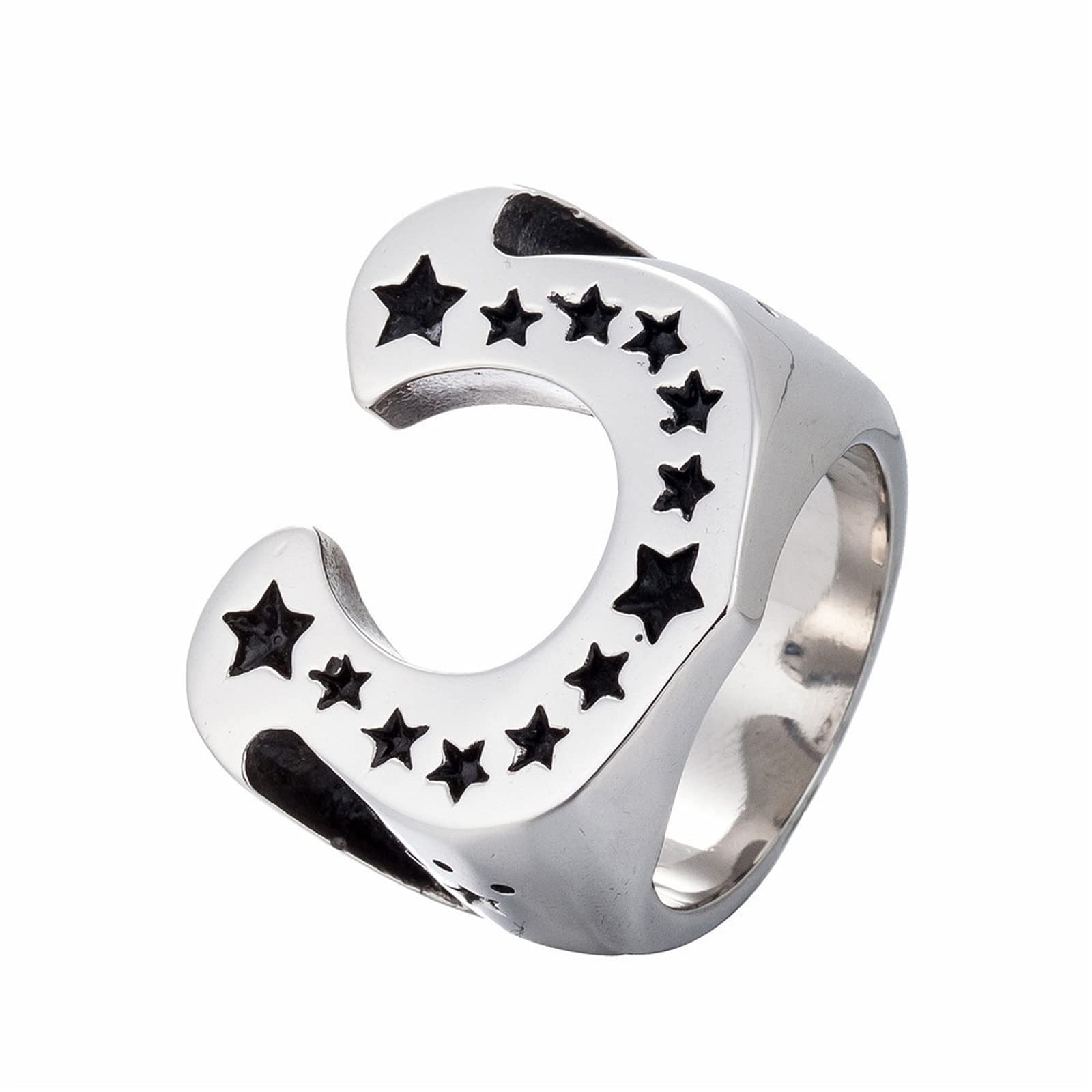 Hcma Men's Horseshoe U-Shaped Star Titanium Steel Rings Viking Punk Hip Hop Rock For Man Boyfriend Biker Jewelry Creativity Gift