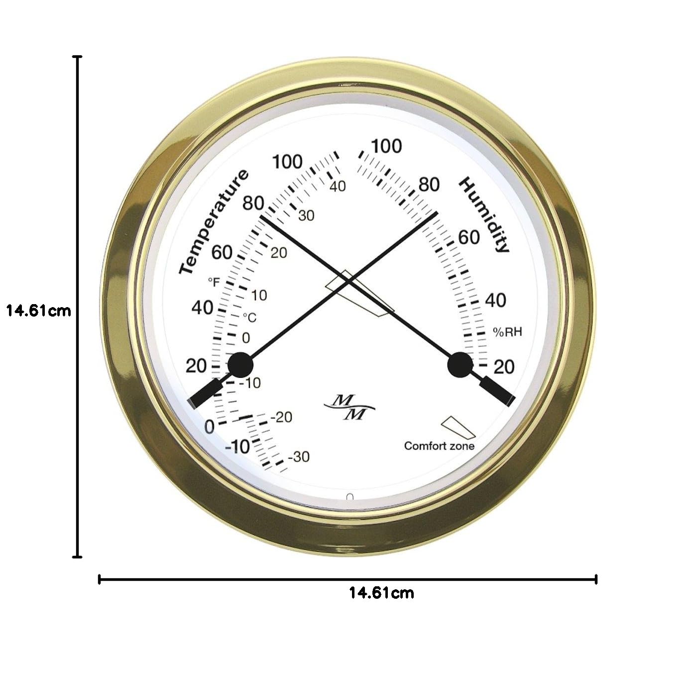 Master-Mariner First Light Collection Nautische Kabine, Geschenk-Set, 14,6 cm Durchmesser, Uhr und Komfort-Messgerät, Gold-Finish, klassisches weißes Zifferblatt