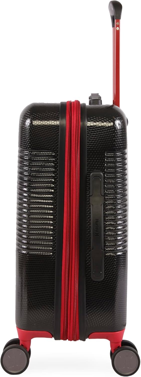 review Hurley Looper Hardside Spinner Luggage, Black Red, Carry-On 21-Inch