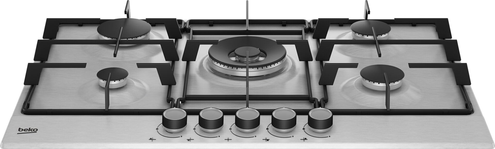Beko HIAW75224SXE - Piano cottura a gas, 5 fuochi, inox, 75 cm