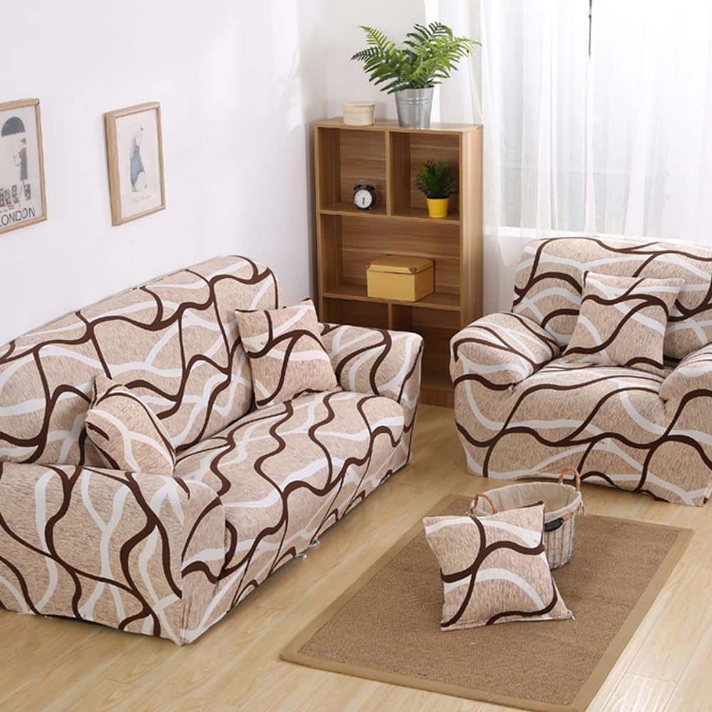 Hggzeg Stretch Sofa Cover, High Elastic Fabric 1 2 3 Seater Couch Slipcover, Washable Printed Pattern Loveseat Settee