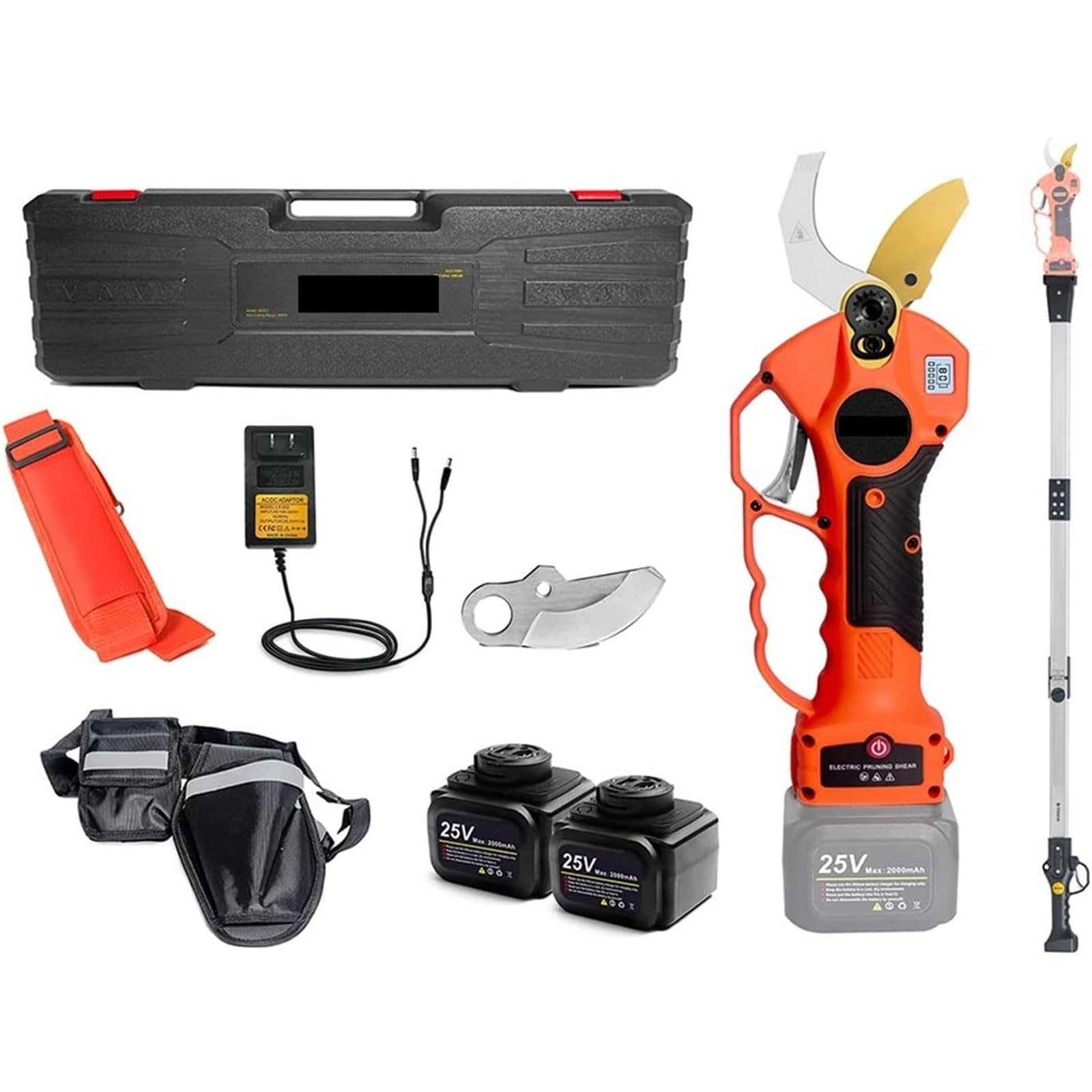 Forbici da potatura elettriche Professionali, Inserti Senza Fili per Giardinaggio, con Doppia Batteria e Lame di Ricambio Extra, attrezzo per potatura Alberi e Giardino.
