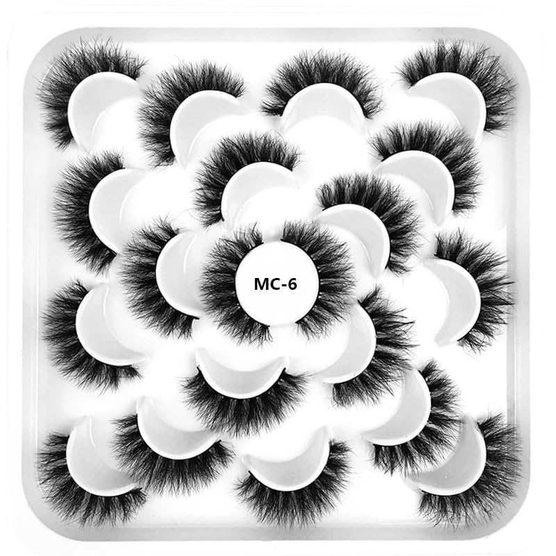 Namzi 10 Pairs Wispy Faux Mink Lashes Cils Yeux Volumineux Aspect Naturel Volume 8D Faux Cils ，MC-6
