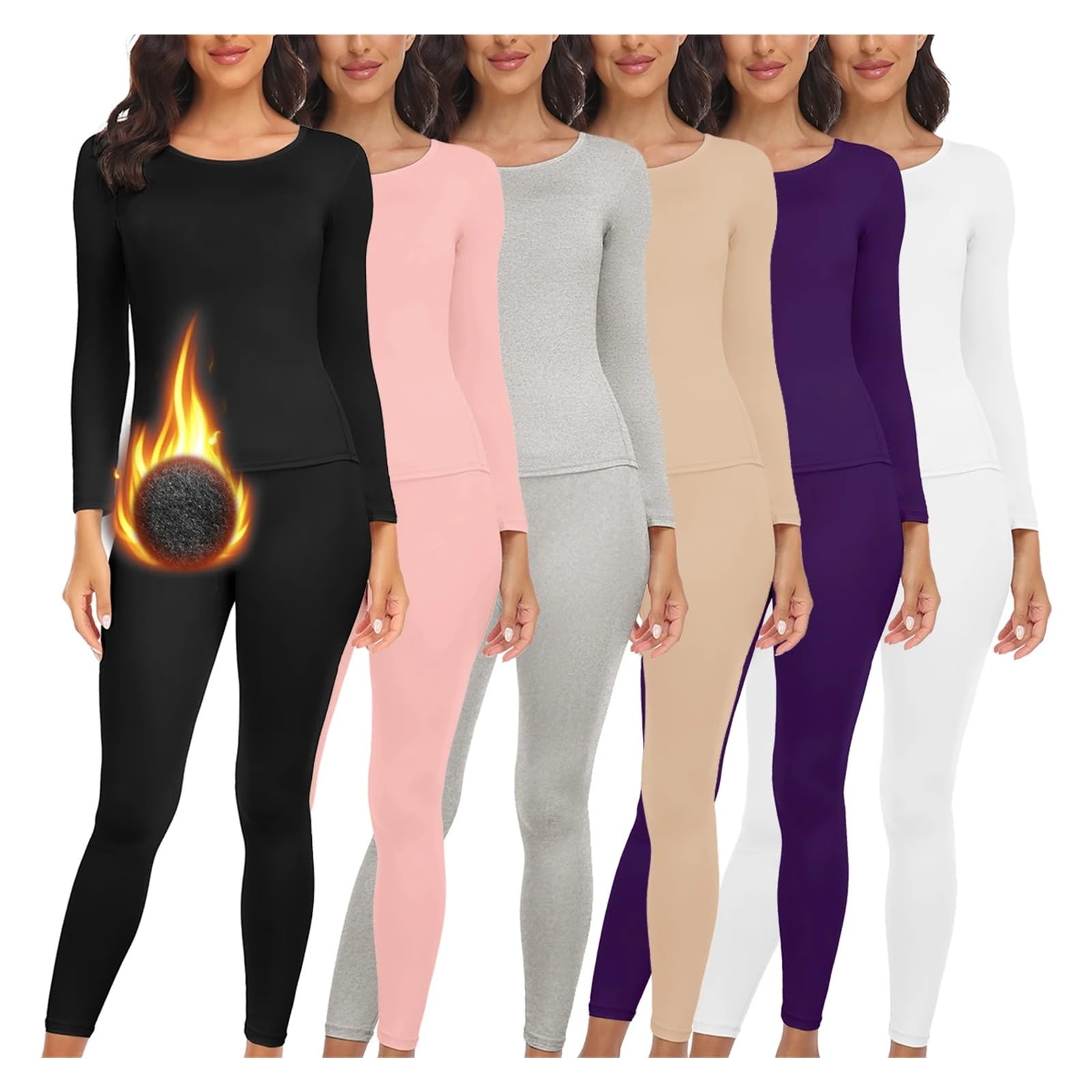 Camiseta Termica Mujer Conjunto De Ropa Interior Térmica Paquete De 2 Piezas: Camiseta Larga De Forro Polar Suave For Mantener El Calor En Climas Fríos. Ropa De Invierno para Mujer