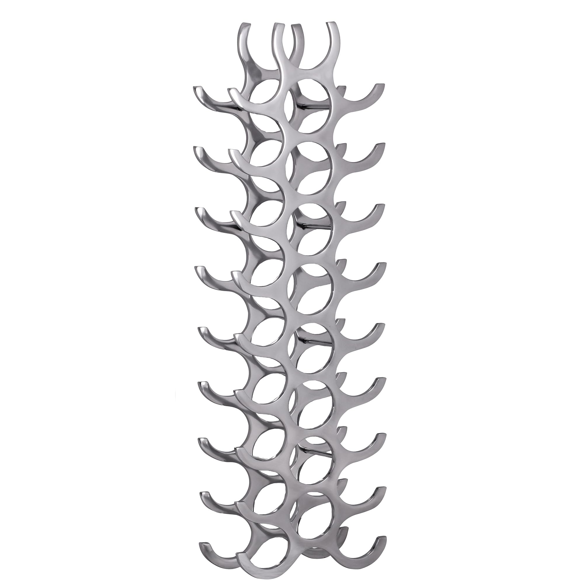 FineBuy Mensole per Vino Metallo 31x98x14 cm Argento | Portabottiglie per il vino per 27 bottiglie | Scaffale Cucina | Design Porta Bottiglie Mensola