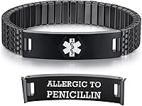 Vista 60 de Pulseras médicas de alerta ajustables AOAMID para hombres, pulseras de acero inoxidable para mujeres con grabado gratis