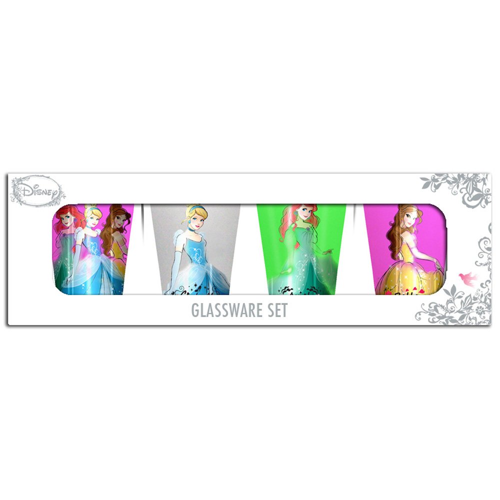 Silver Buffalo DP031SG2 Disney Princess Standing Mini Glass Set, 4-Pack
