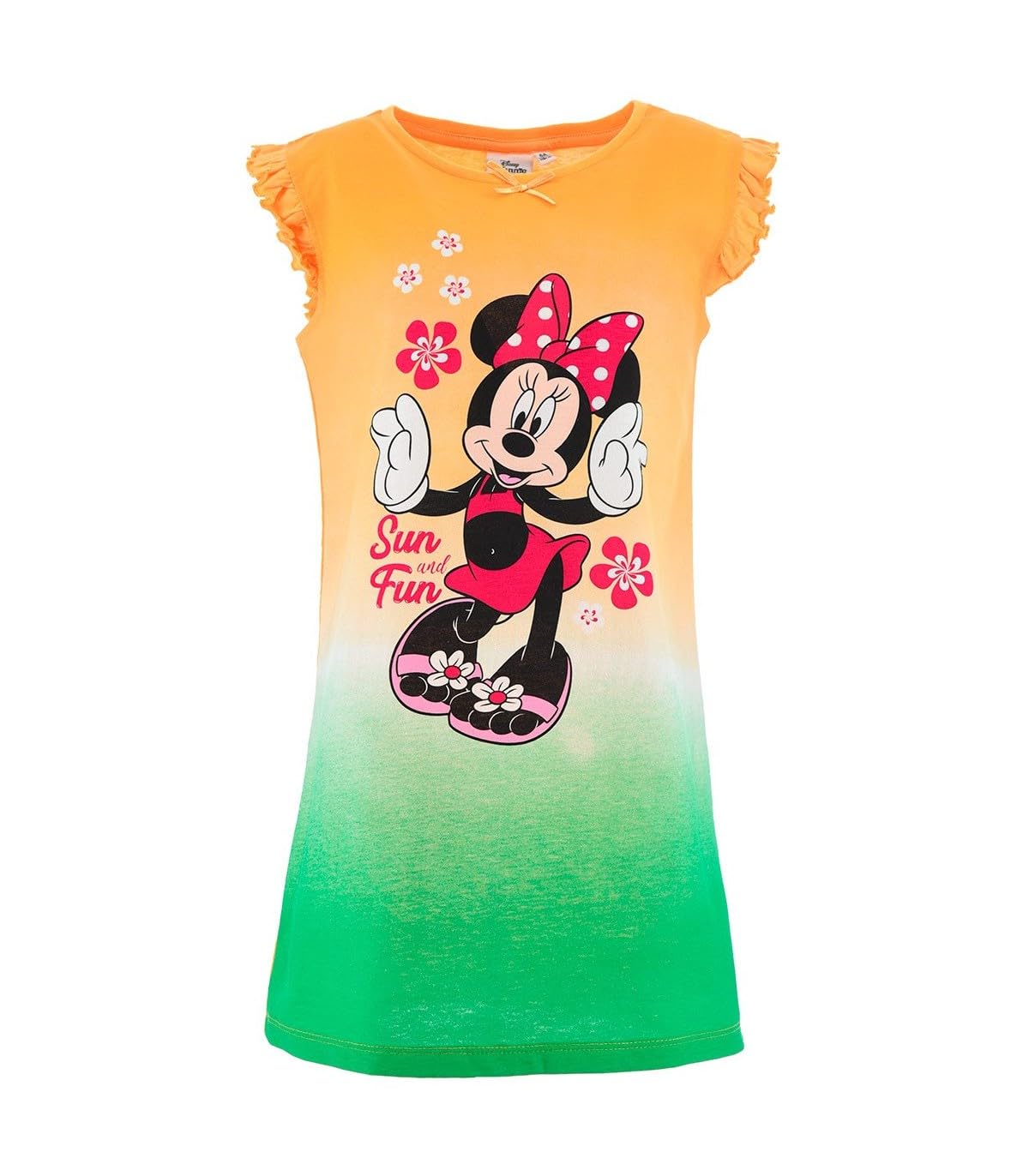 Disney Minnie Mouse Vestido para Niñas, Vestido Manga Corta para Niñas, Diseño 'Sun and Fun' Minnie Vestido, Regalo para Niñas, Tallas 3 a 8 Años
