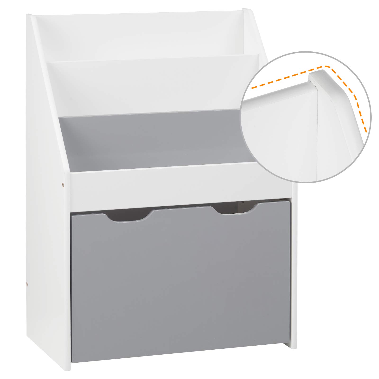 WOLTU Kinderregal Bücherregal Regal für Kinder, Spielzeugregal 3 Regale Aufbewahrungstruhe mit Räder, Baby Standregal aus Holz Mehrzweck Organizer für Kinderzimmer