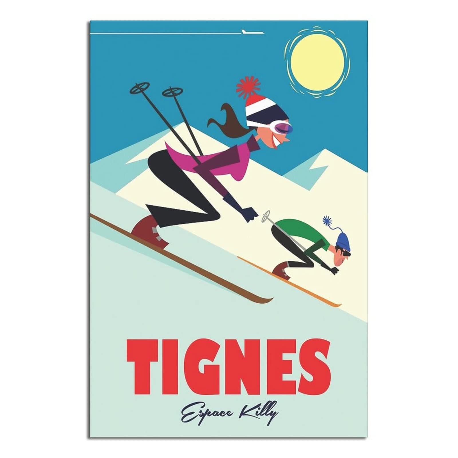 Nmnm Unframe-Style Tignes Ski France Vintage Travel Poster Canvas Art Wall Decor Poster Picture Print Painting Posters Gift 12X18inchs(30X45cm)