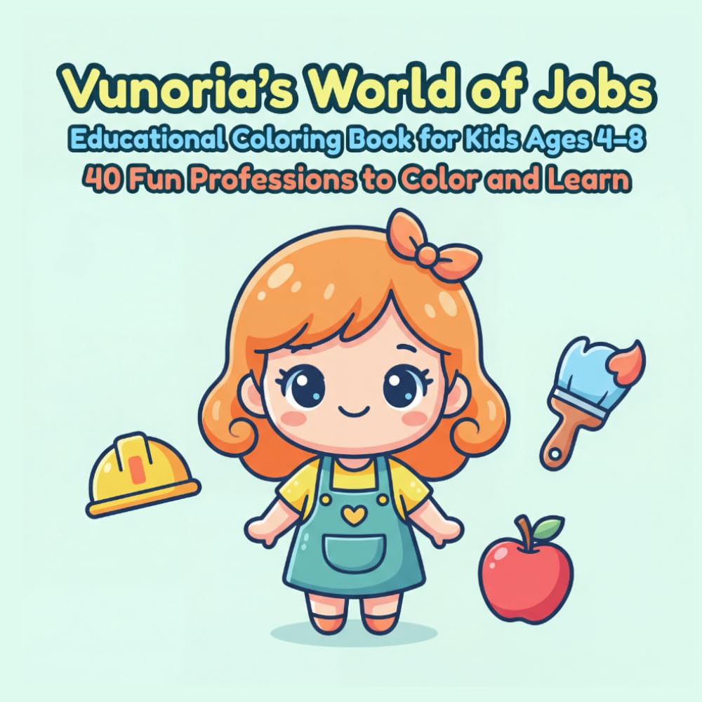 Vunoria’s World of Jobs – Educational Coloring Book for Kids Ages 4–8: 40 Fun Professions to Color and Learn