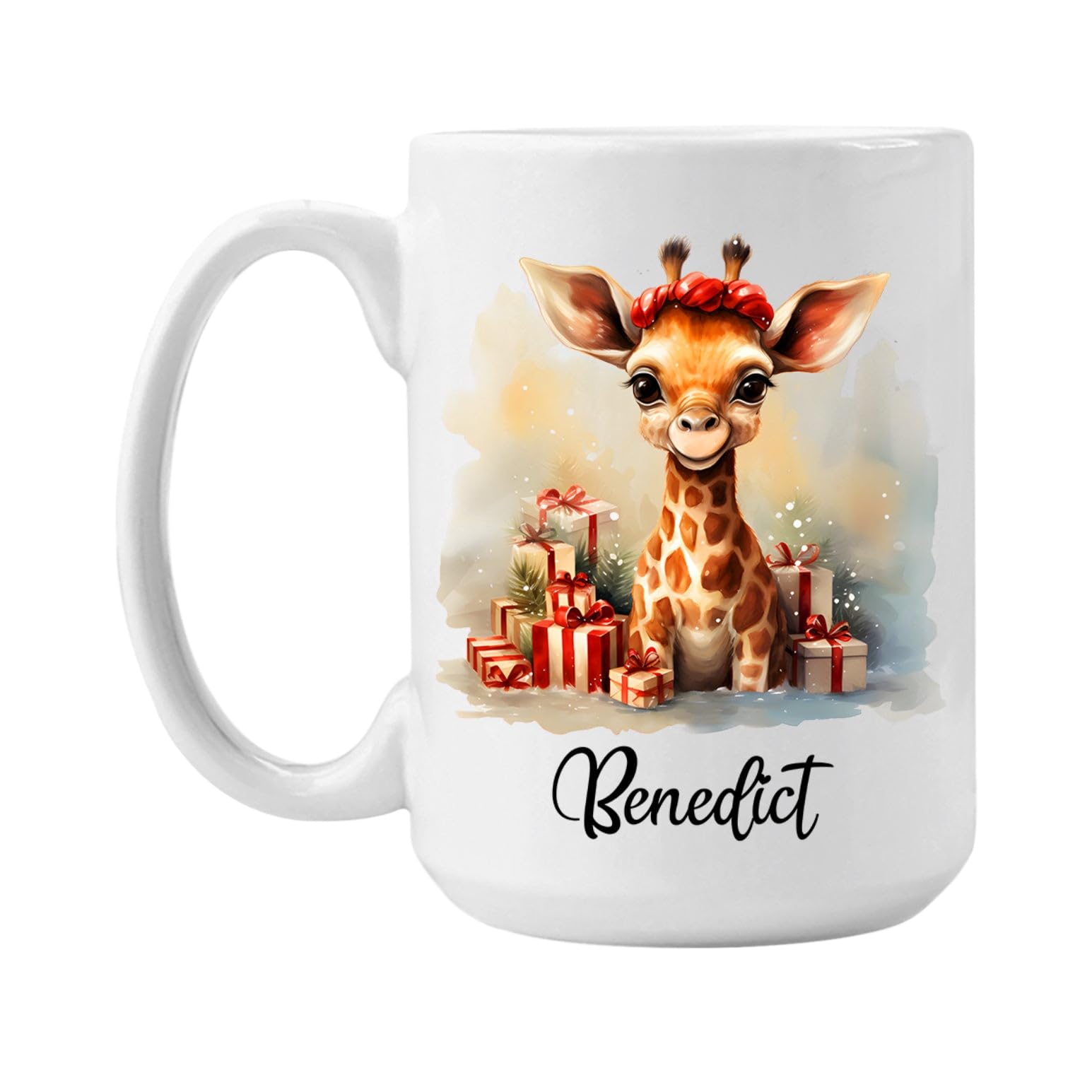 Giraffe Baby's First Christmas Mug, Personalized Baby Giraffe Coffee Mug Gift for Baby Boys Girls, Cute Baby Giraffe Cup for Birthday Christmas Holiday, Custom Baby's Name Cup Teacup 11oz 15oz