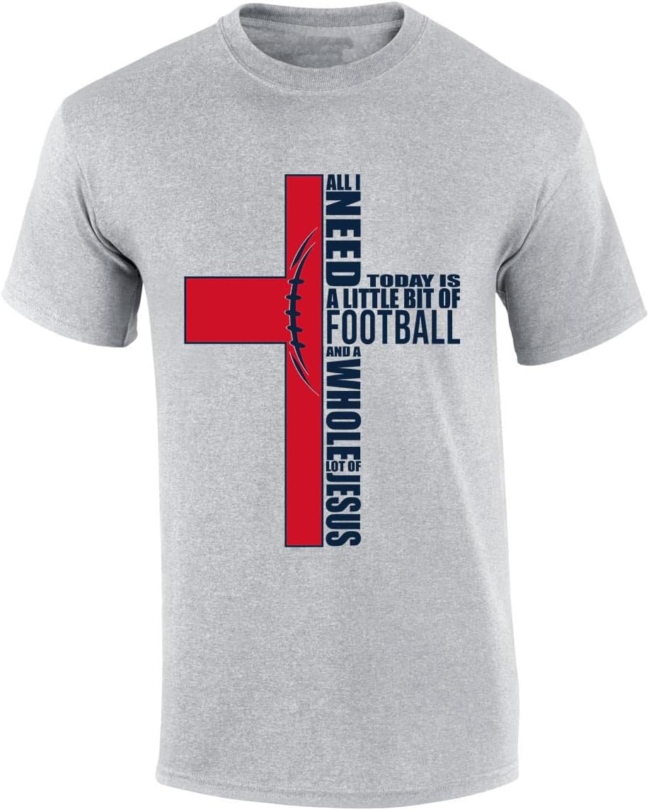 Trenz Shirt Company Mens Christian Team Color Football and Jesus T-Shirt - Spiritual Shirt