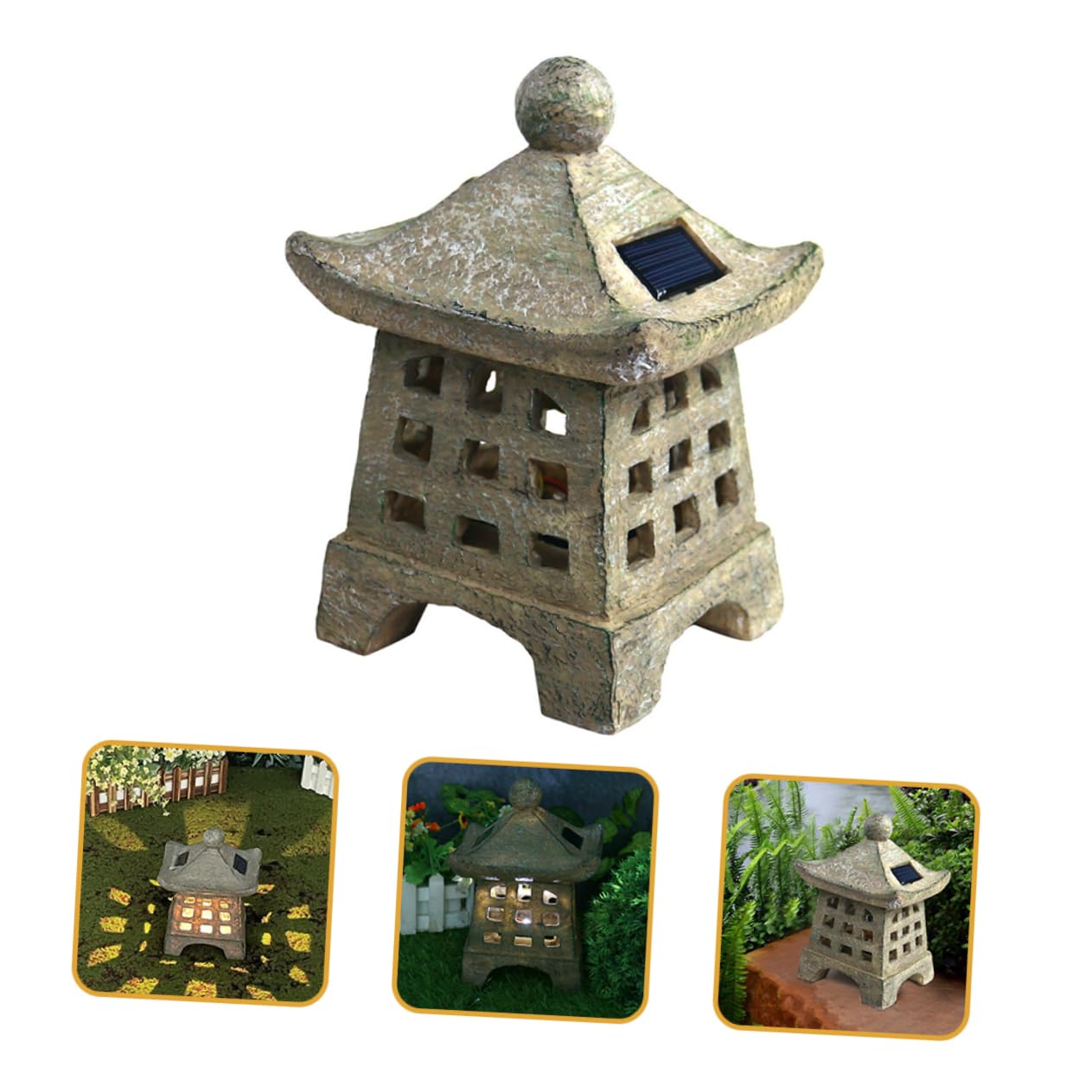 Mikikit Solar Außenleuchte Steinform aus Kunstharz für Garten und Draußen