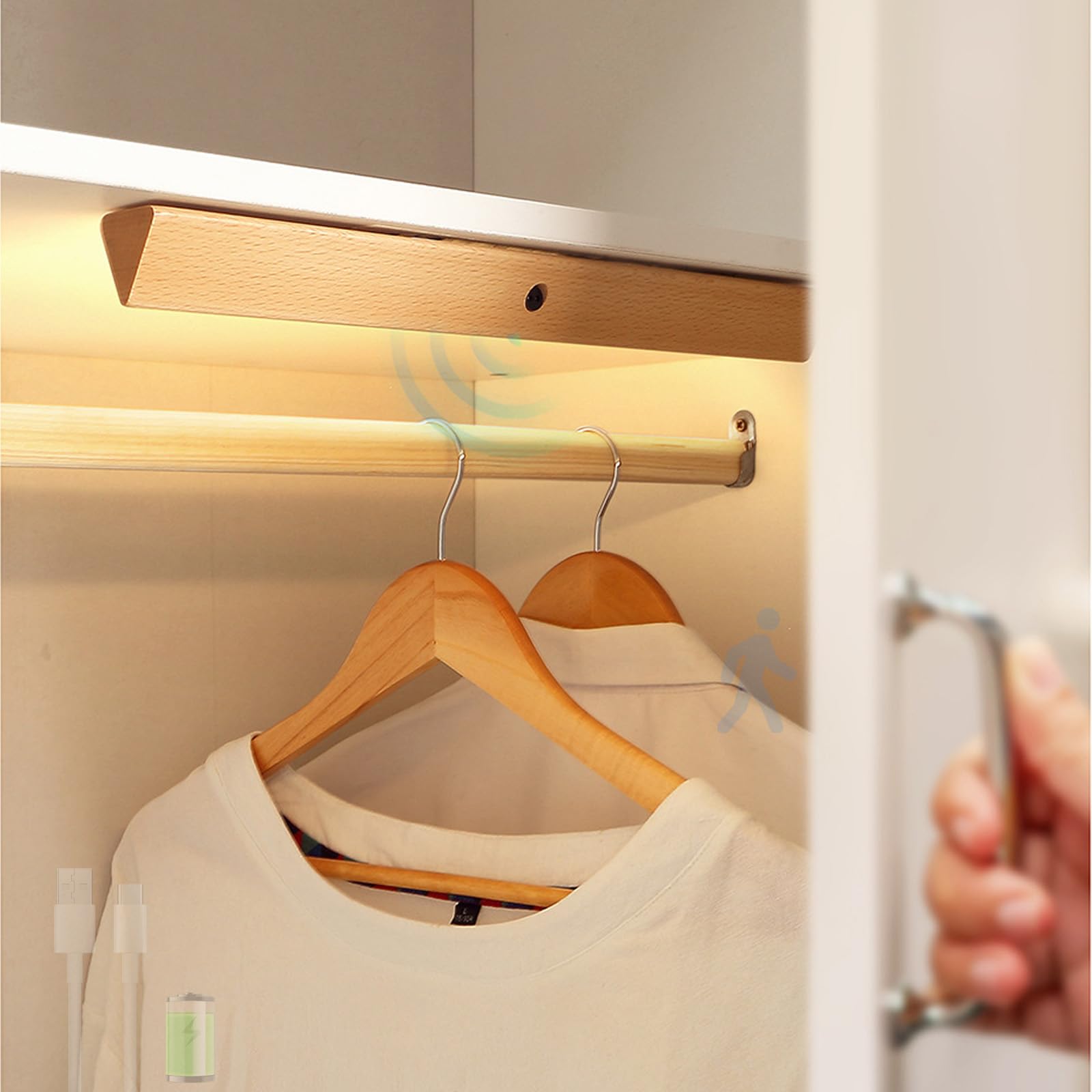 Apliques de pared LED con interruptor y sensor para iluminar zonas oscuras sin cables 8