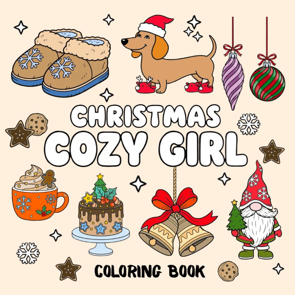 Cozy Girl Christmas Coloring Book for Adults and Teens. Bold and Easy: 50 Beautiful Designs | Cute Illustrations for Hygge and Relaxation