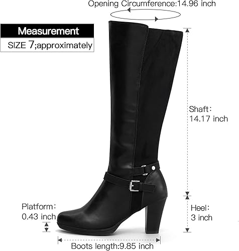 Vista 6 de mysoft Women's Knee High Boots Chunky Heel Boots with Zipper