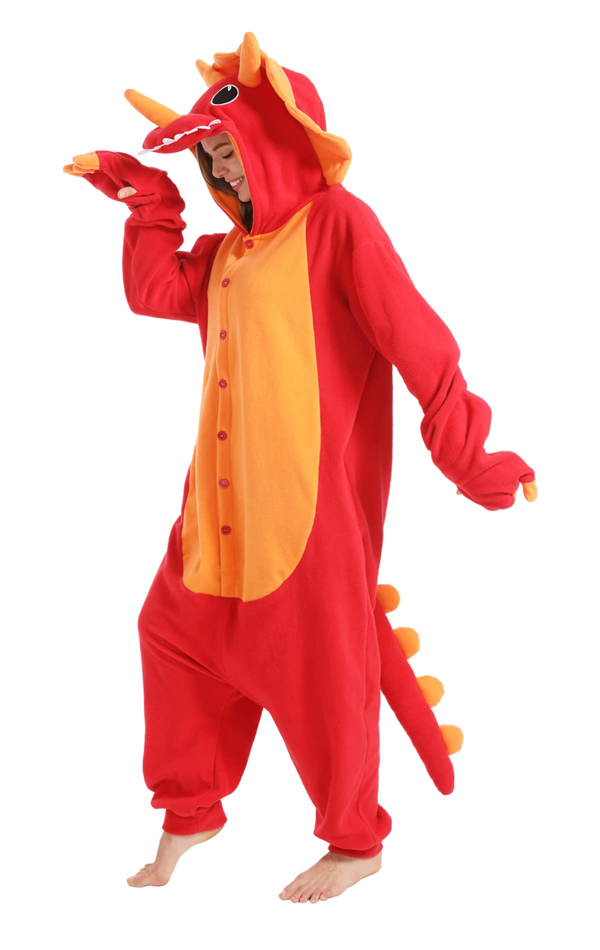 dressfan Animal Triceratops Dragon Onesie Costume Dinosaur Christmas Halloween Cosplay Costume Pajamas Unisex Adults Teens