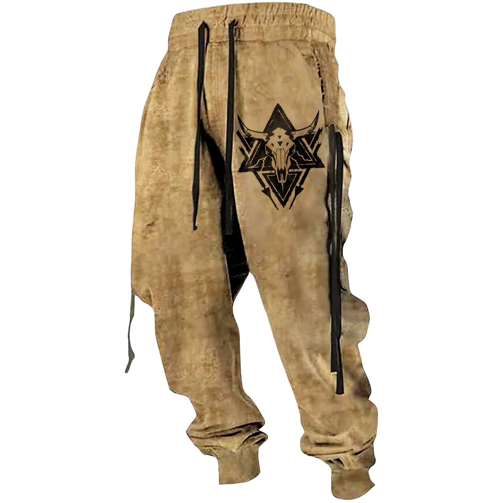 LOAIHA Native American Pants Aztec Cowboy Ethnic Graphic Sweatpants Men Drawstring Hippie Western Jogging Workout Trousers