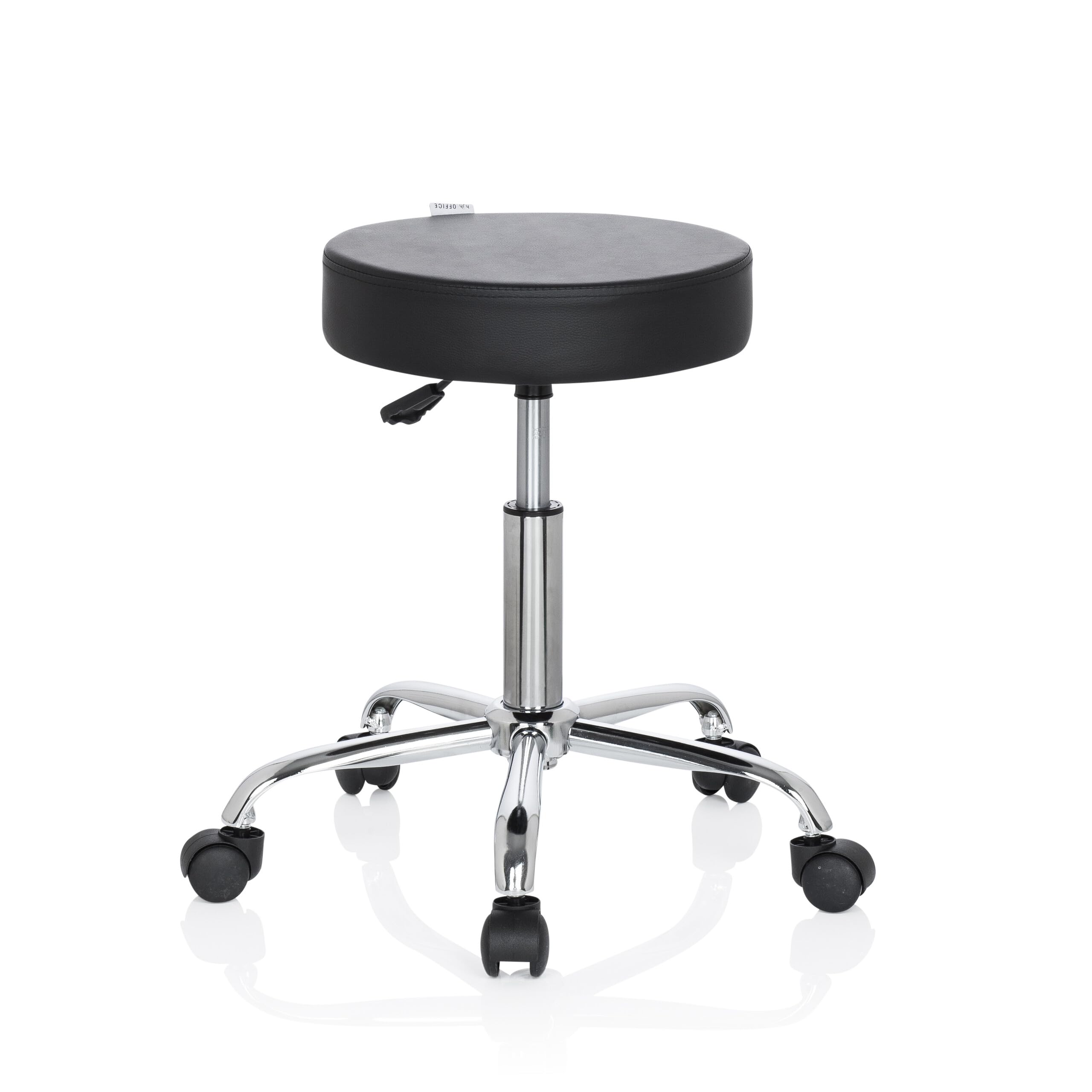 hjh OFFICE 729410 Bürohocker Operator II Kunstleder Schwarz Hocker höhenverstellbar mit Rollen