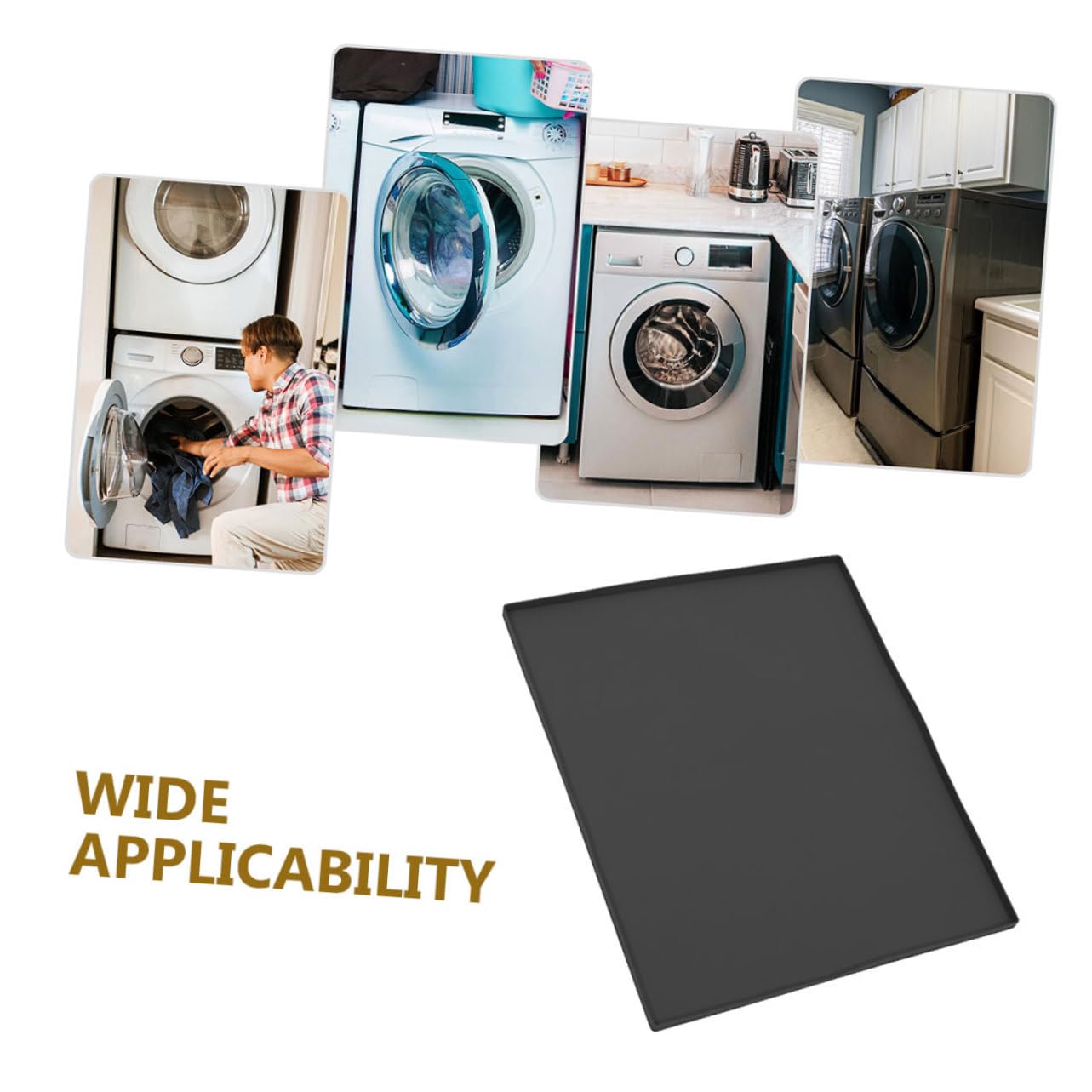 Artibetter Silikon Waschmaschinen Schutzmatte in Schwarz Starke Schutzfunktion und Formbeständig Minimalistisches Design für Waschmaschine und Trockneroberseite