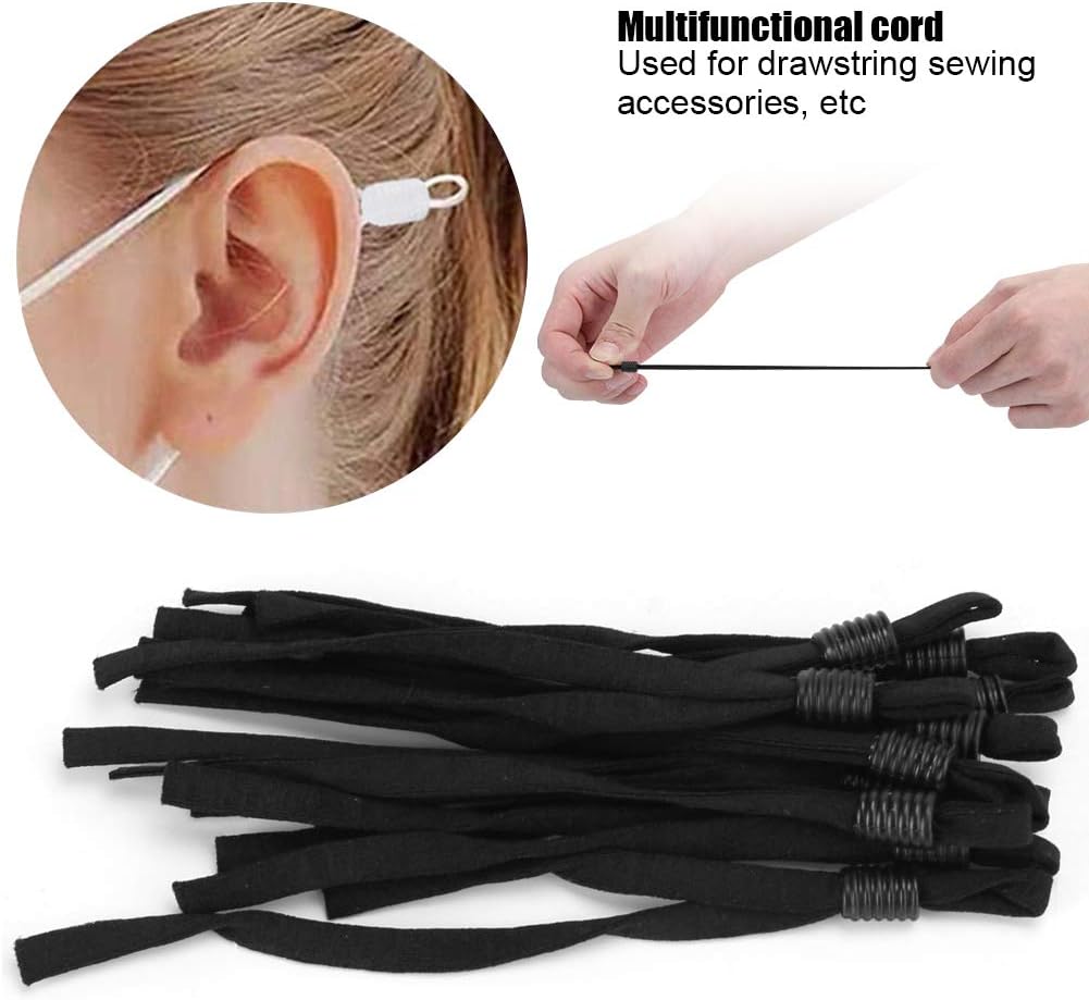 200pcs Elastic Bands with Adjustable Buckle, Elastic Cord Strap String Earloop Cord Locks Clips Rope for Craft Sewing, DIY Handmade Masks(#1)