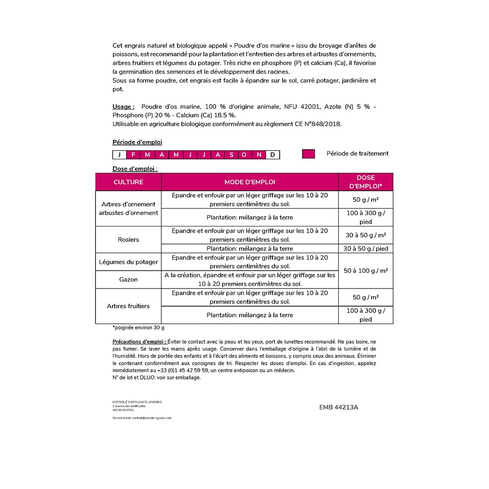 Engrais bio poudre d’os marine (20 Kg)