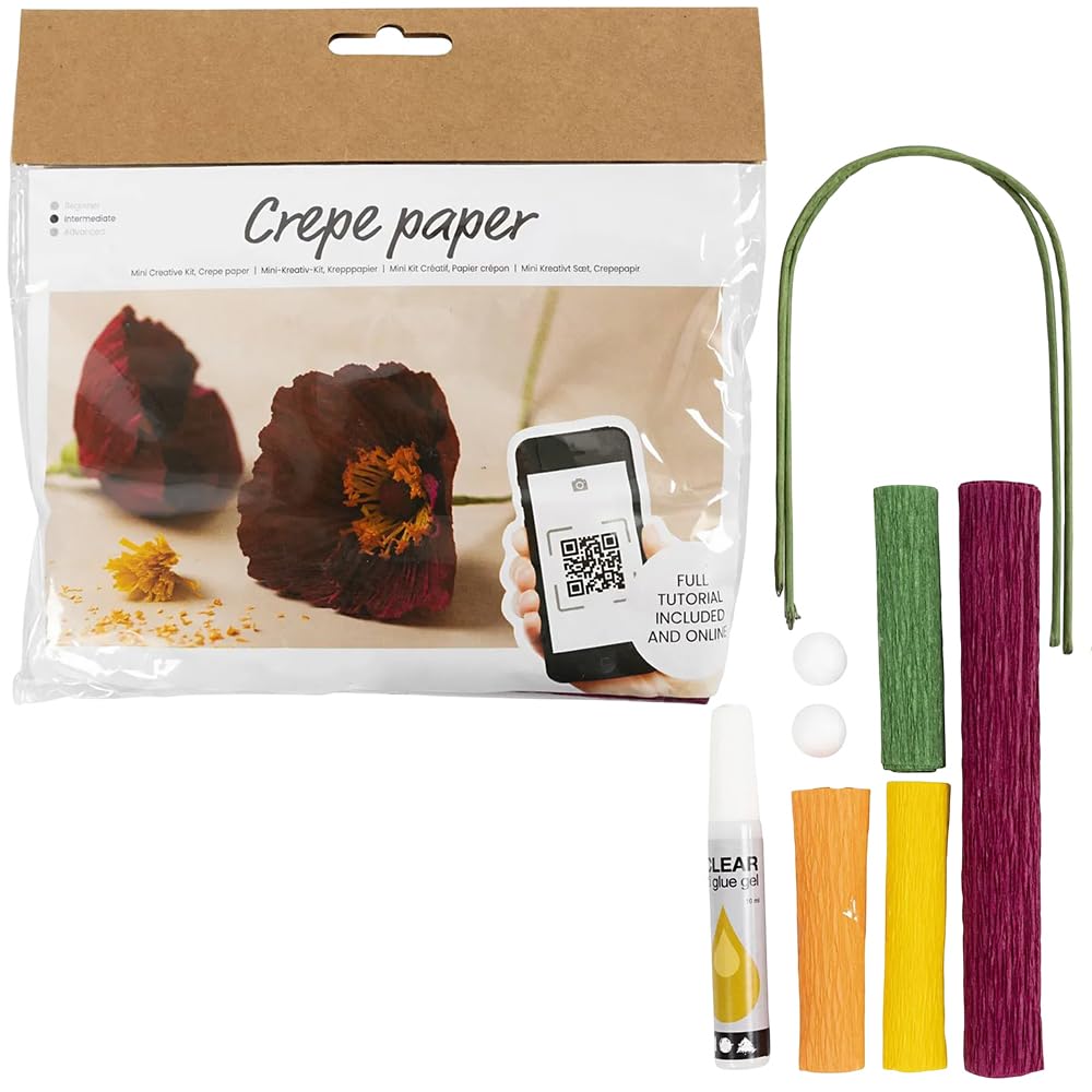 Crafty Capers Red Rich Poppies | Crepe Paper Flower Making | Mini Craft Kit